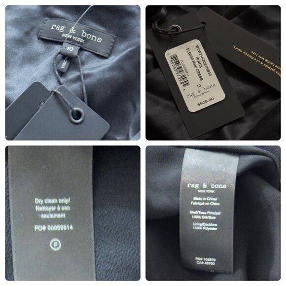 rag & bone Black Eloise Mini Dress Size 10 NWT - Picture 16 of 16